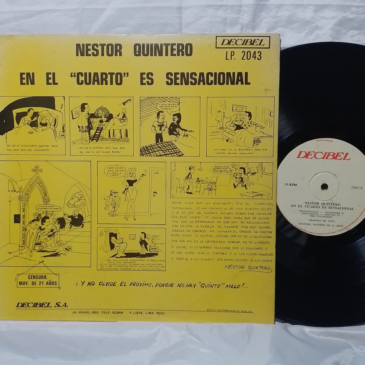 lp Nestor Quintero En El Cuarto Es Sensacional made peru 1970 humor