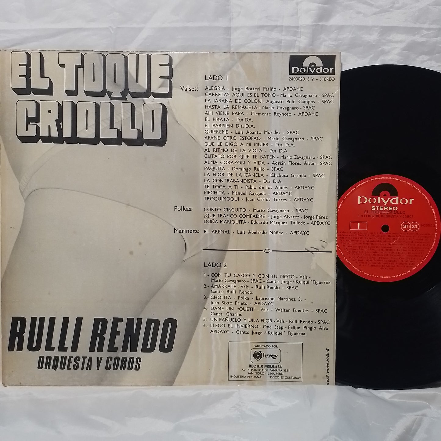 lp Rulli Rendo Orquesta y Coros El Toque Criollo made peru 1978 tropical pop latin