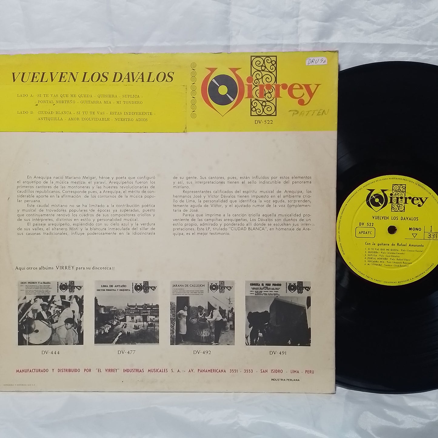 lp Los Davalos Vuelven Los Davalos made peru 1965 criolla folk