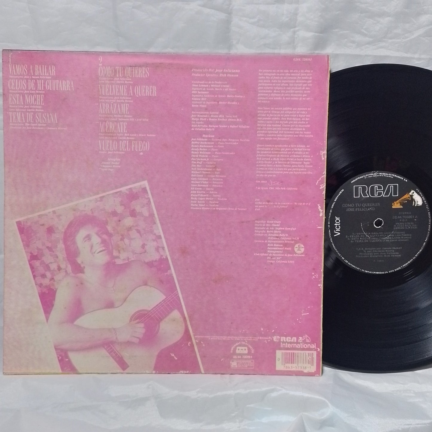 lp José Feliciano Como Tu Quieres made peru 1984 balada latin