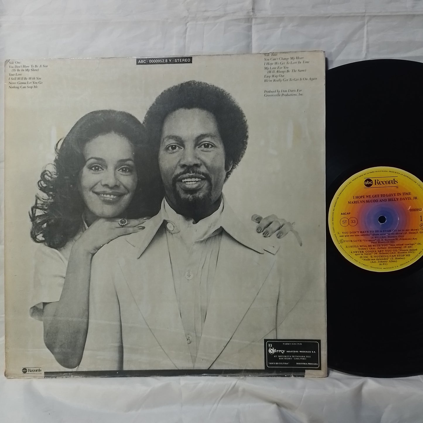 lp Marilyn McCoo & Billy Davis Jr I Hope We Get To Love In Time made peru 1976 soul disco