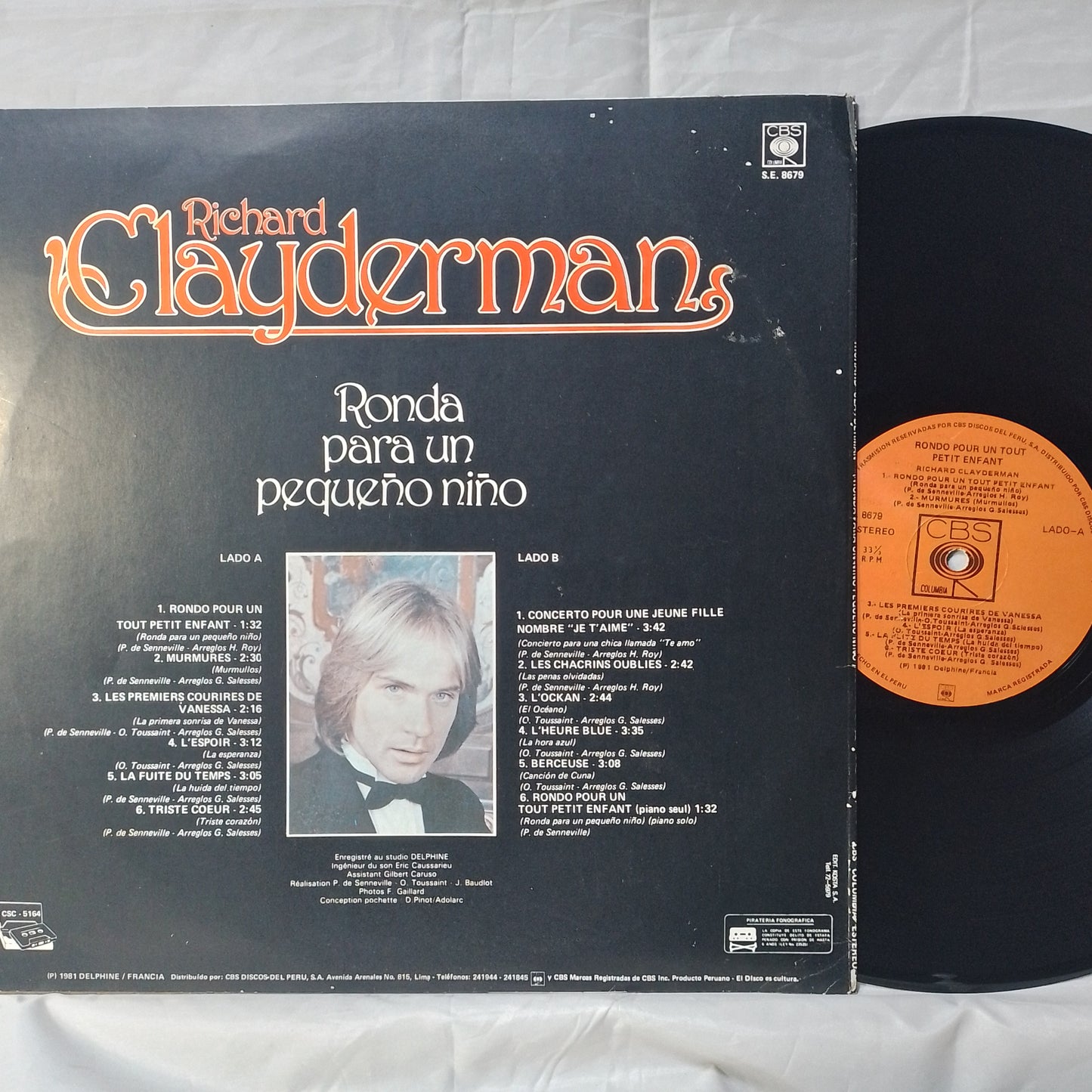 lp Richard Clayderman Rondo Pour Un Tout Petit Enfant made peru 1981 instrumental