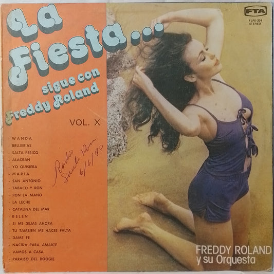 lp Freddy Roland Y Su Orquesta La Fiesta Sigue Con Freddy Roland made peru 1980 promocional tropical latin