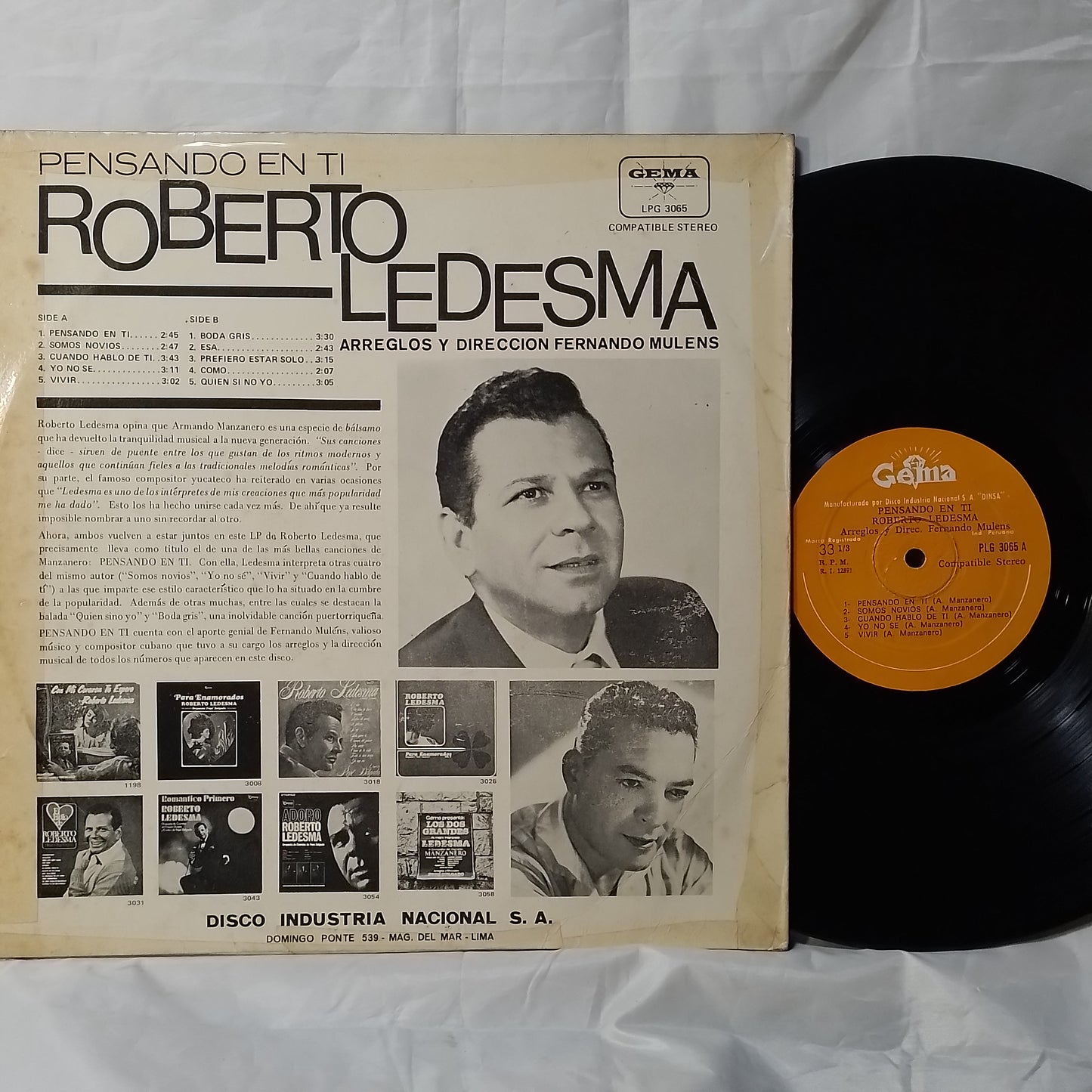 lp Roberto Ledesma Pensando En Ti made peru 1968 latin bolero