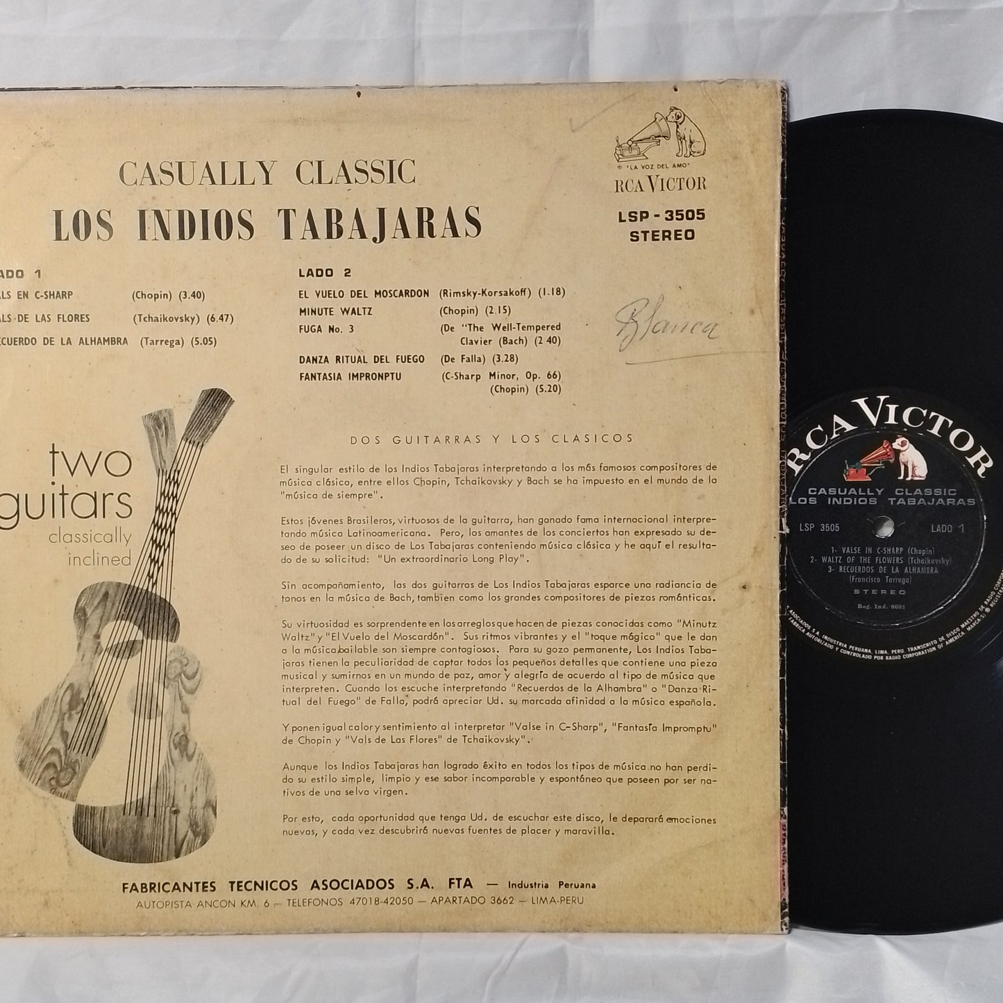 lp Los Indios Tabajaras Casually Classic made peru 1966 folk