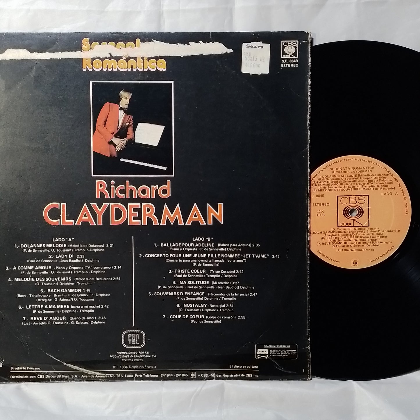 lp Richard Clayderman Serenata Romántica made peru 1983 instrumental