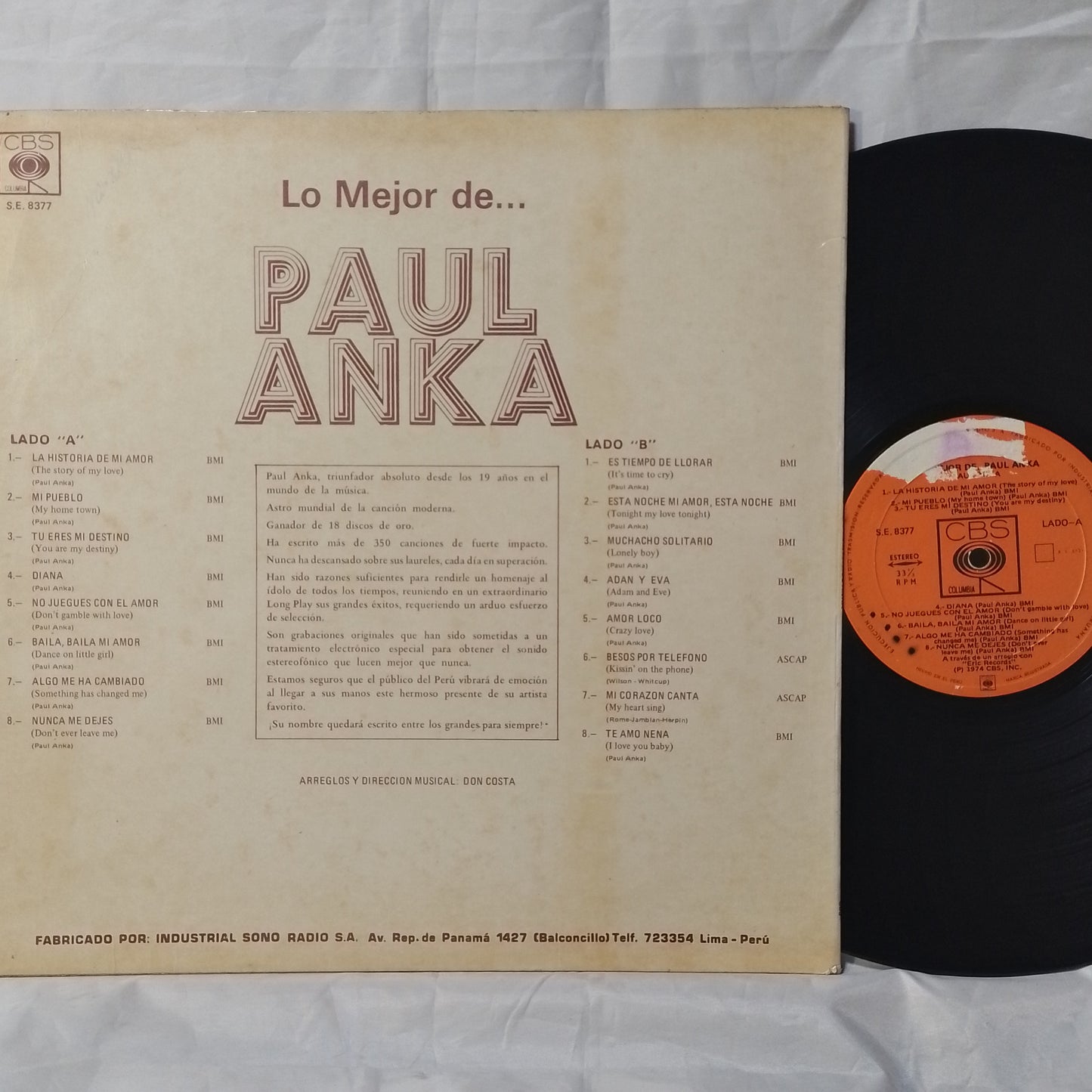 lp Paul Anka Lo Mejor De Paul Anka made peru 1974 pop ballad