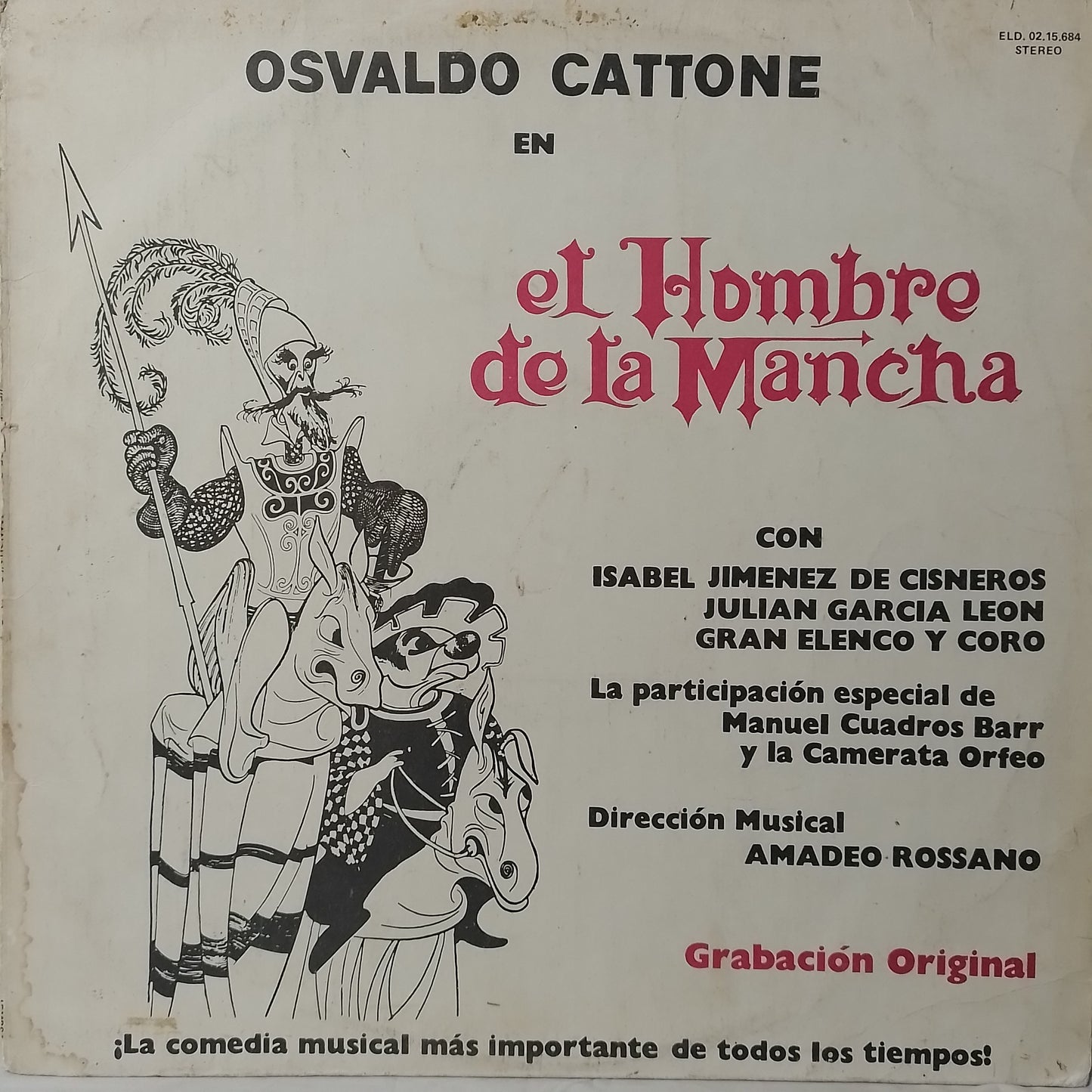 lp Osvaldo Cattone El Hombre De La Mancha made peru 1979 musical