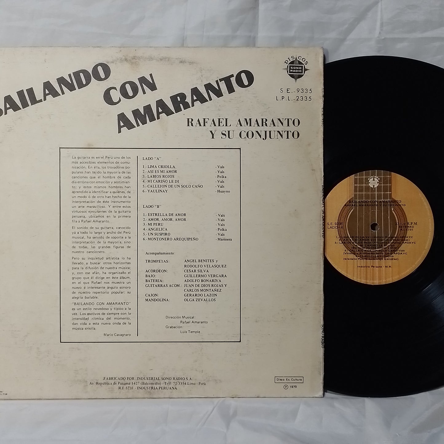 lp Rafael Amaranto Bailando Con Amaranto made peru 1970 criollo folk