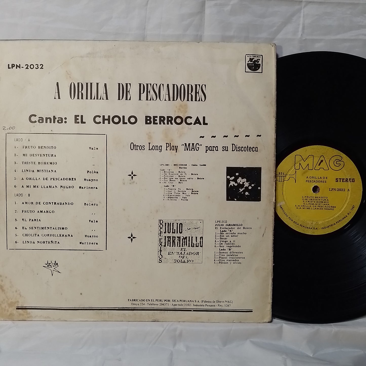 lp El Cholo Berrocal Orilla de Pescadores made peru 1958 criollo folk