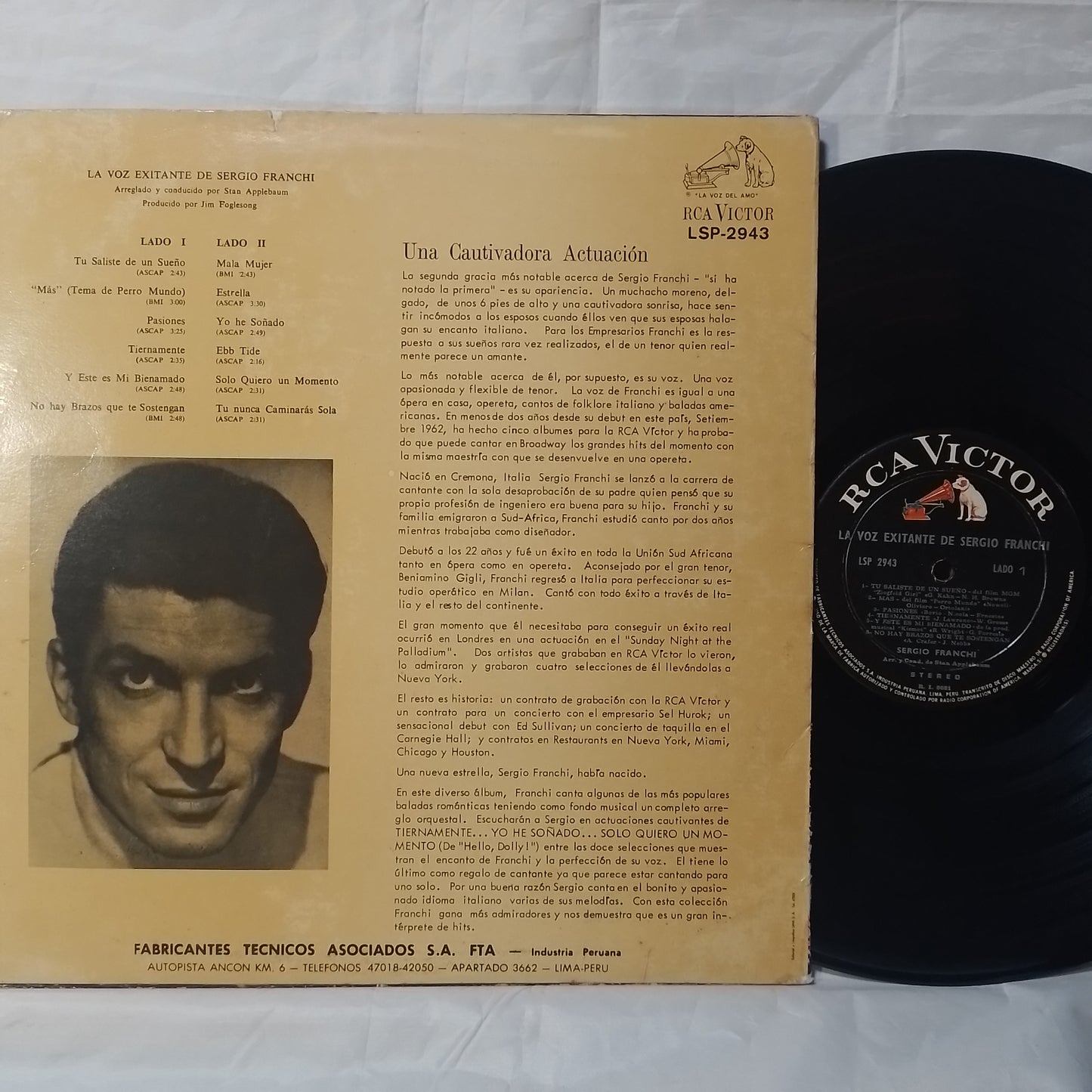 lp sergio franchi la voz exitante de made peru 1964 ballad