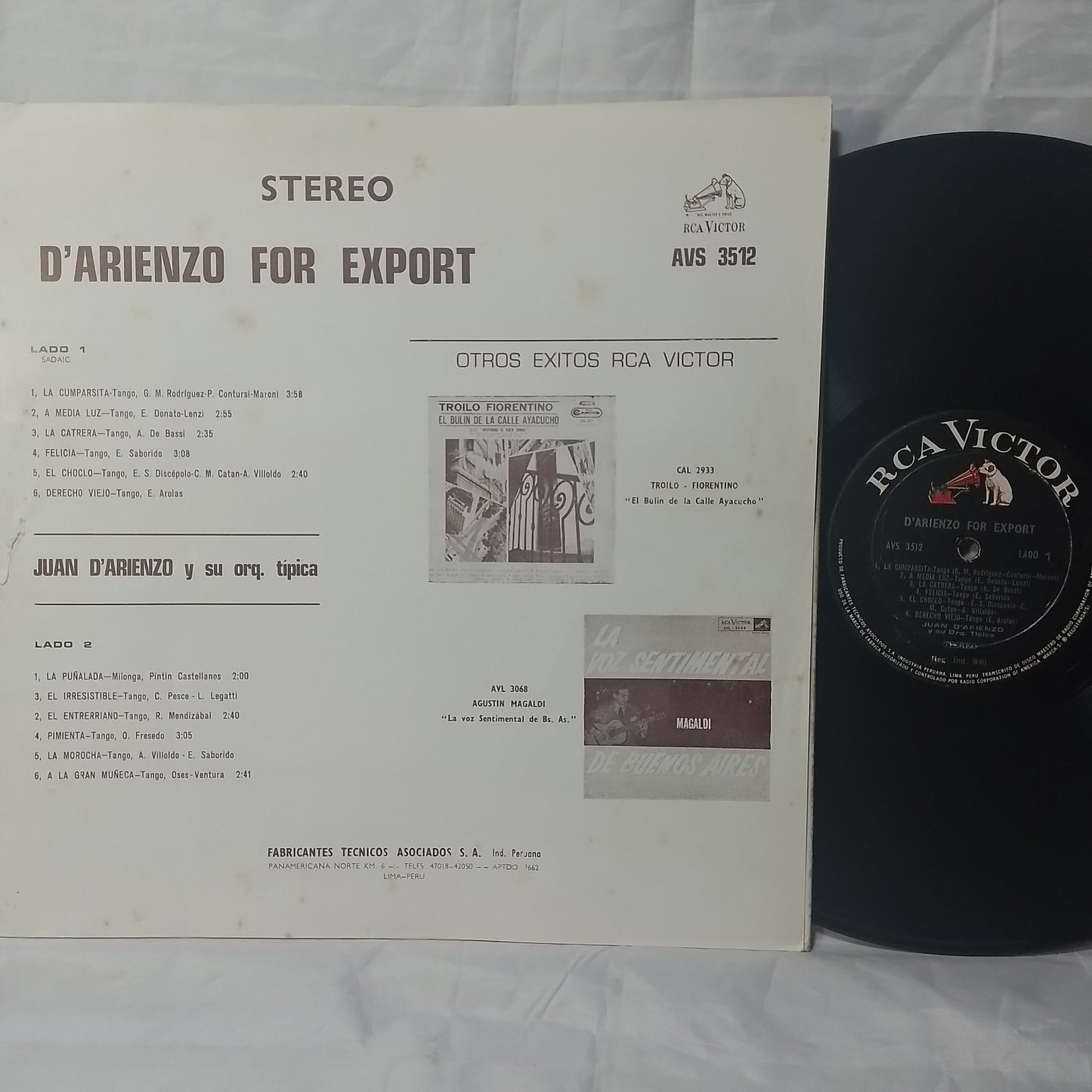 lp D'Arienzo For Export made peru 1964 tango folk