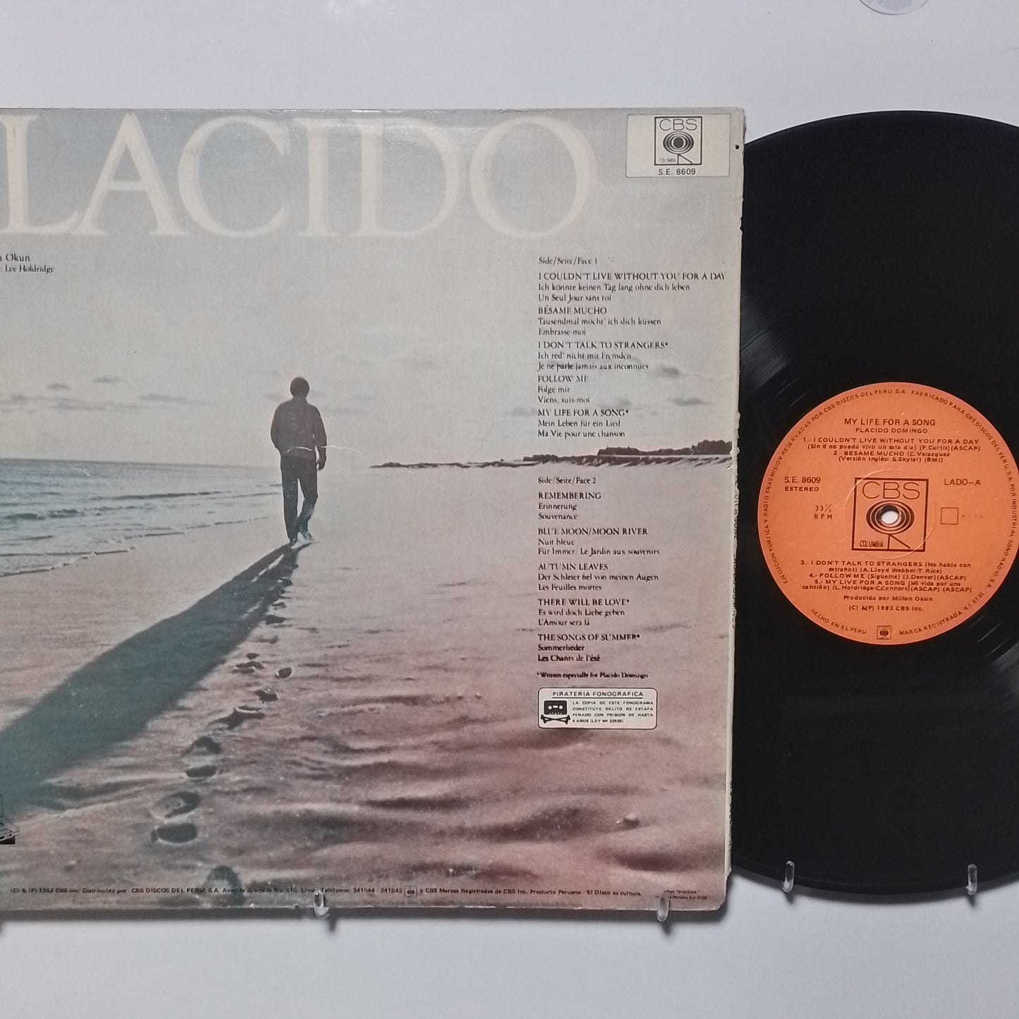 lp placido domingo My Life For A Song made peru 1983 clasico