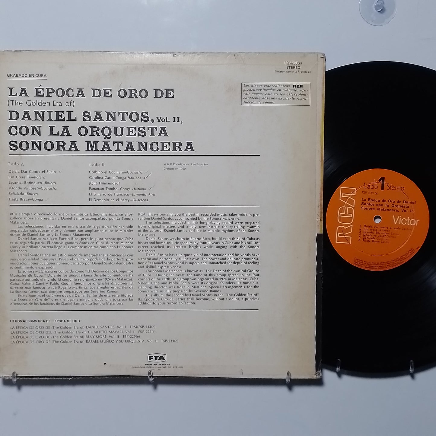 lp Daniel Santos Con La Sonora Matancera la epoca de oro made peru 1969 tropical