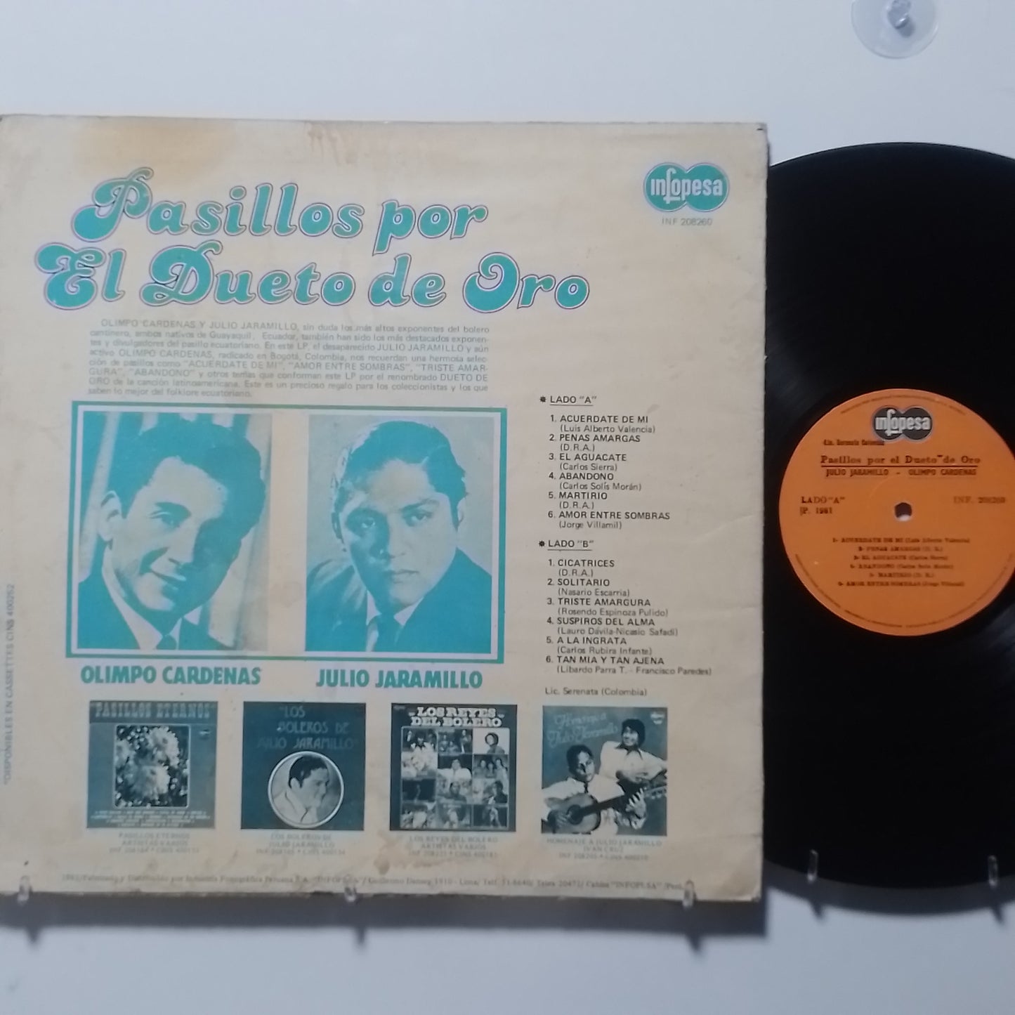 lp julio jaramillo olimpo cardenas pasillos por el dueto de oro made peru 1981 bolero latin