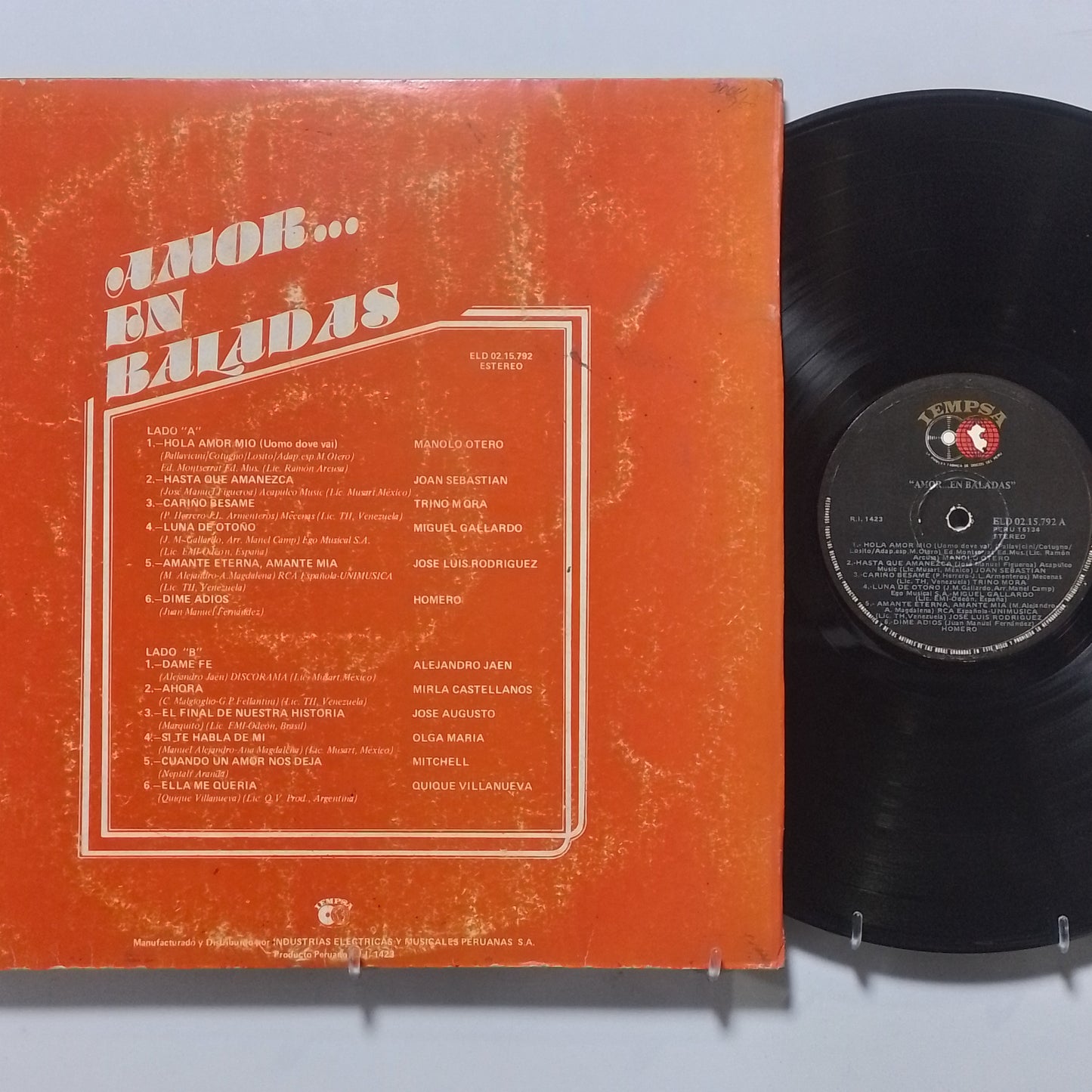 lp amor en baladas manolo otero homero alejandro jaen varios made peru 1980 balada latin