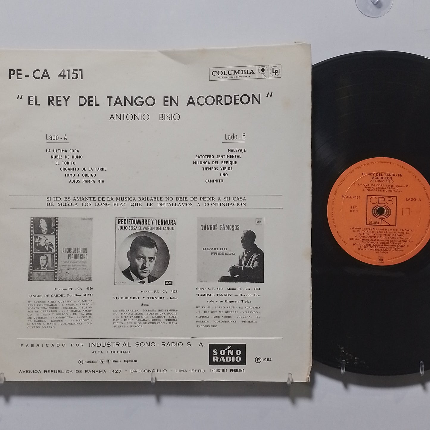 lp antonio bisio el rey del tango en acordeon made peru 1970 tango folk