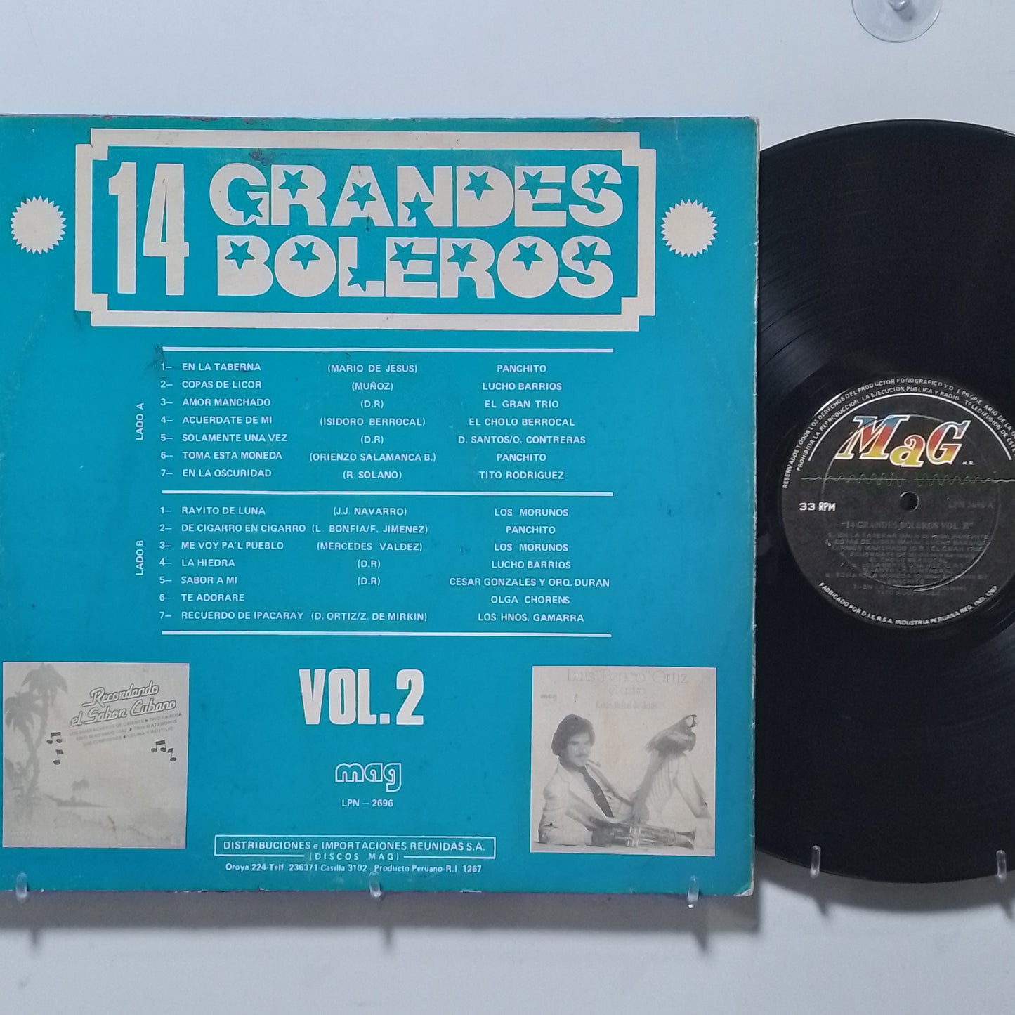 lp 14 grandes boleros vol 2 cholo berrocal lucho barrios panchito made peru 1972 bolero latin