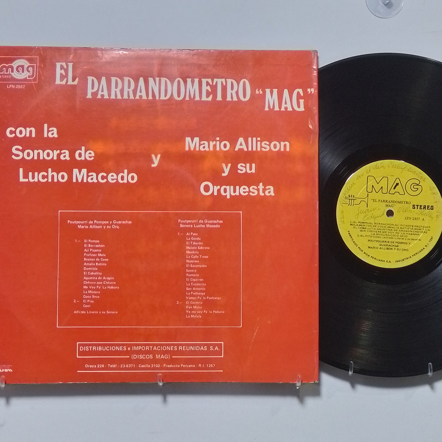 lp La Sonora De Lucho Macedo Mario Allison y Su Orquesta El Parrandometro MAG made peru 1976 tropical latin