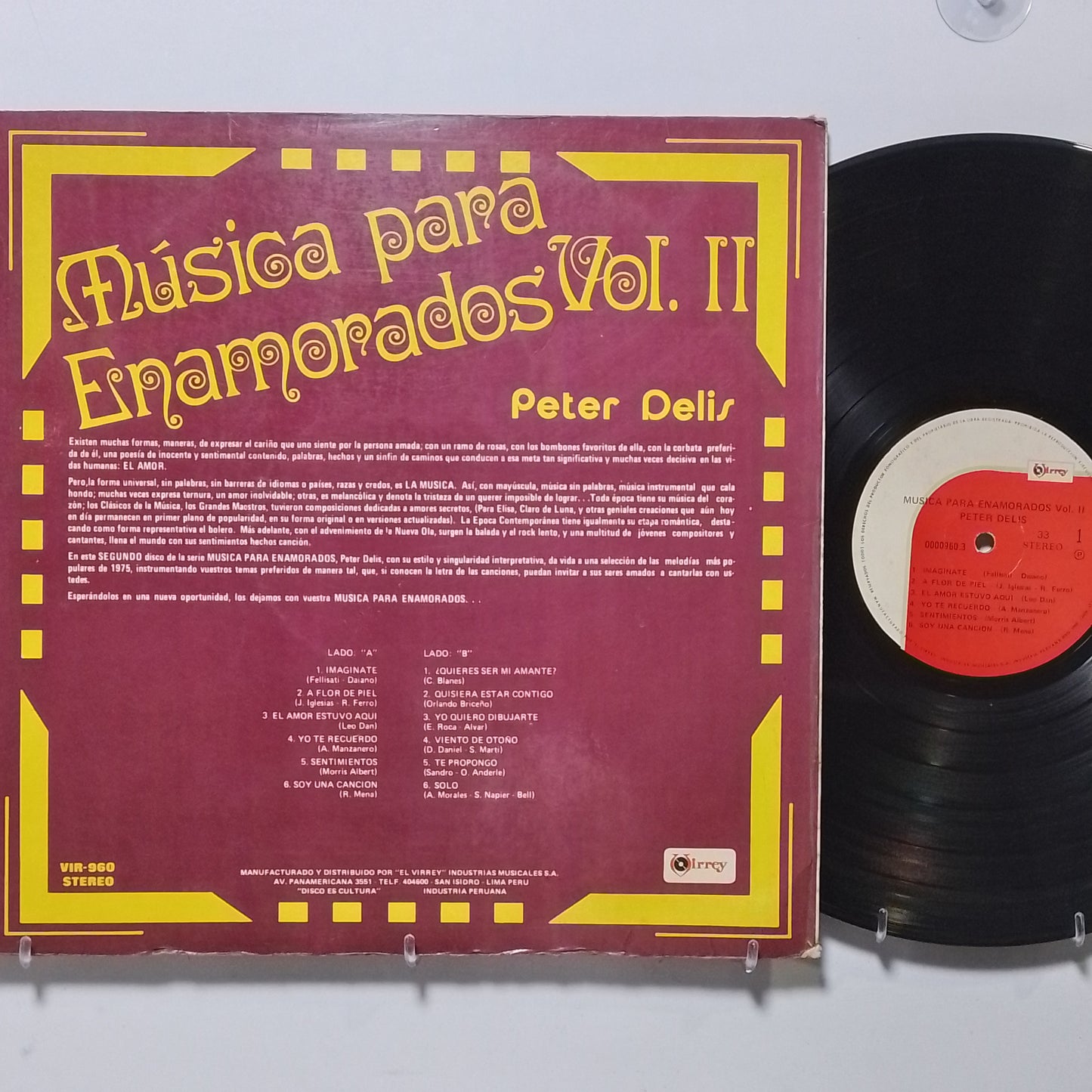 lp Peter Delis Musica Para Enamorados Vol II made peru 1975 instrumental