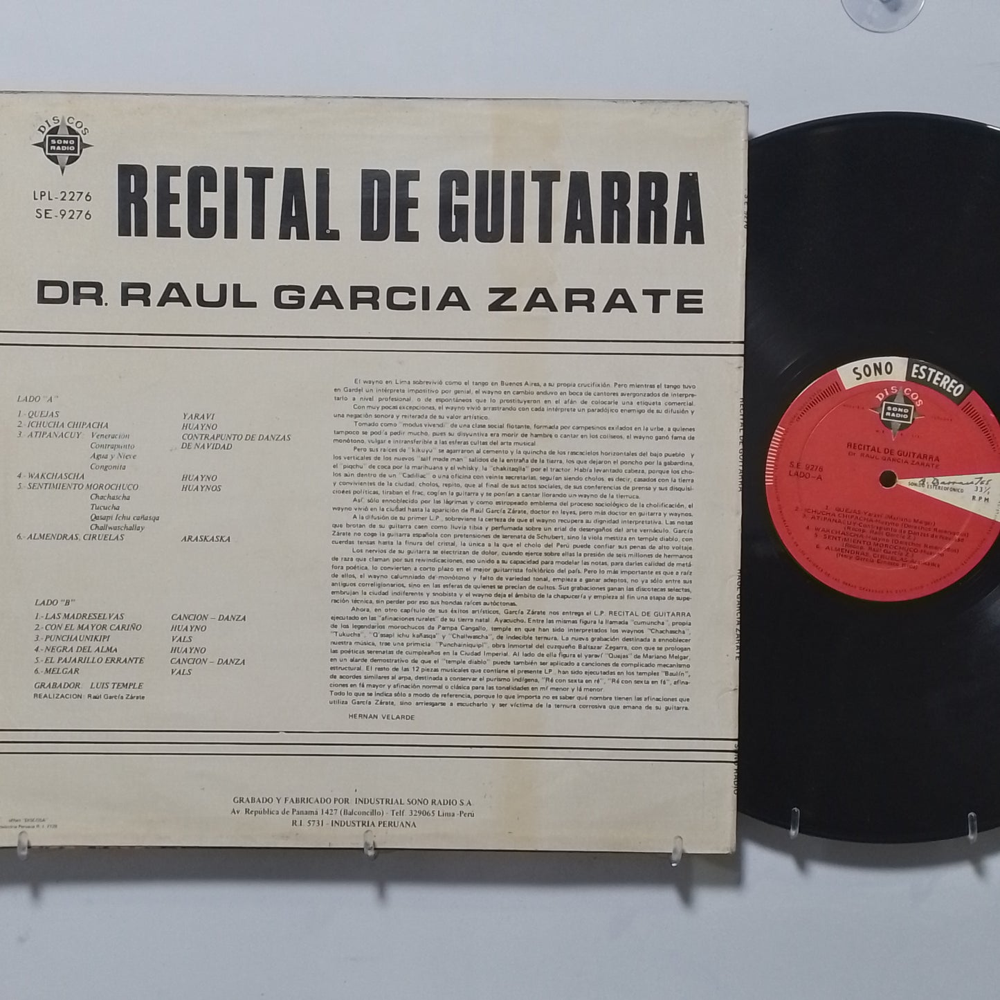 lp Dr Raul Garcia Recital De Guitarra made peru 1970 criollo folk