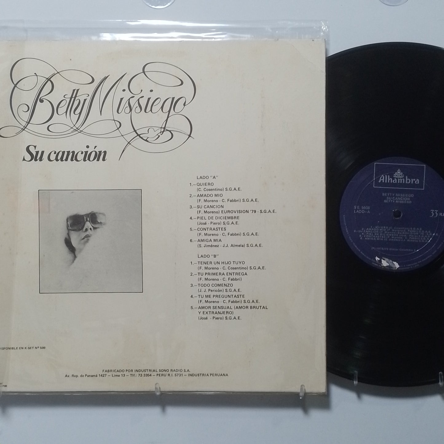 lp Betty Missiego Su Cancion made peru 1979 español balada