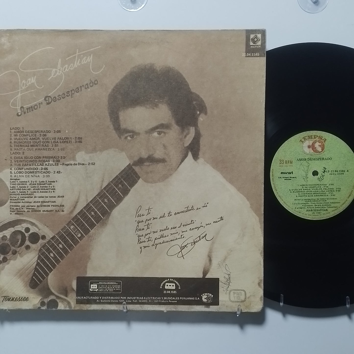 lp Joan Sebastian Amor Desesperado made peru 1987 latin pop balada