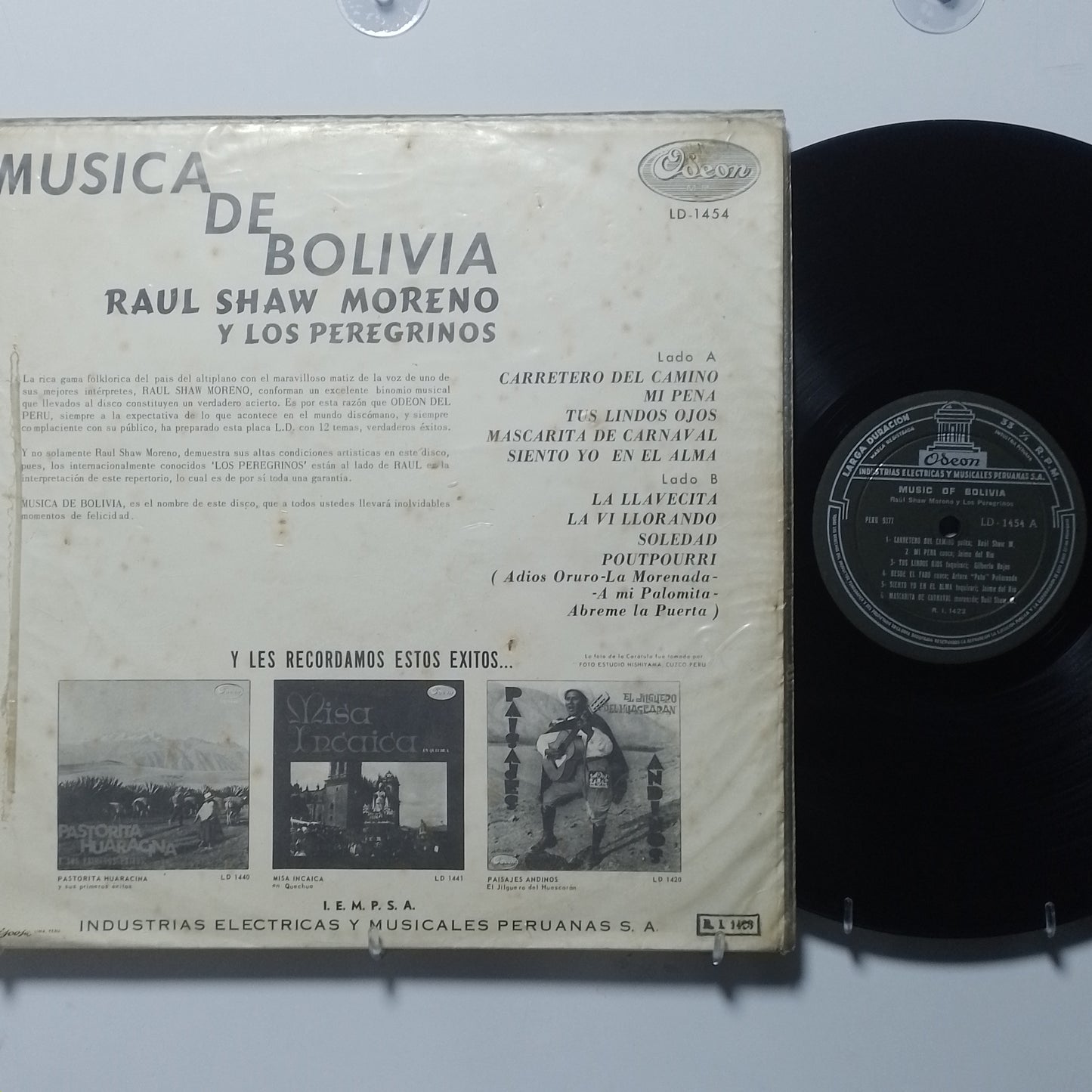 lp raul shaw moreno y los peregrinos musica de bolivia made peru 1960 andean folk