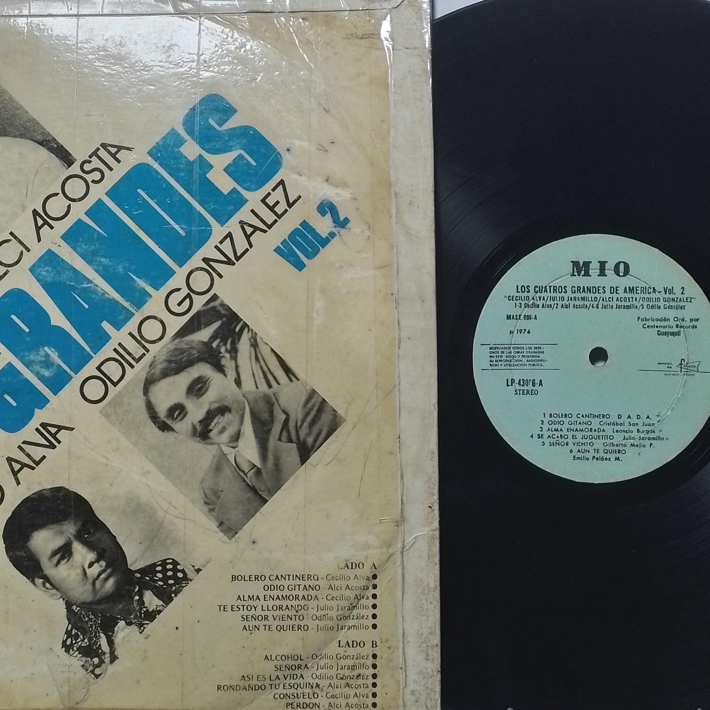 lp los 4 grandes de america vol 2 julio jaramillo alci acosta odilio gonzales cecilio alva made ecuador 1976 bolero