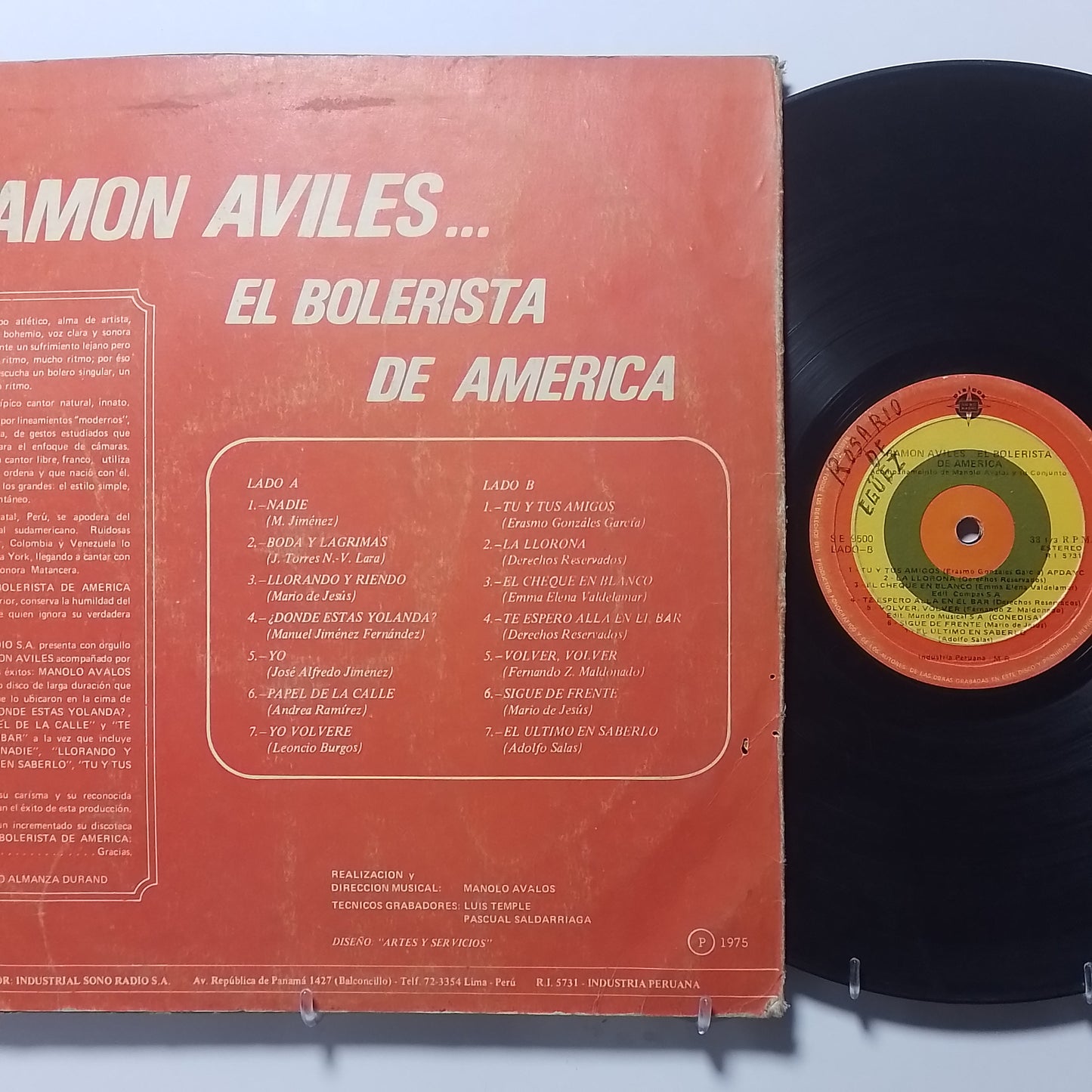 lp Ramon Aviles el bolerista de america made peru 1975 bolero