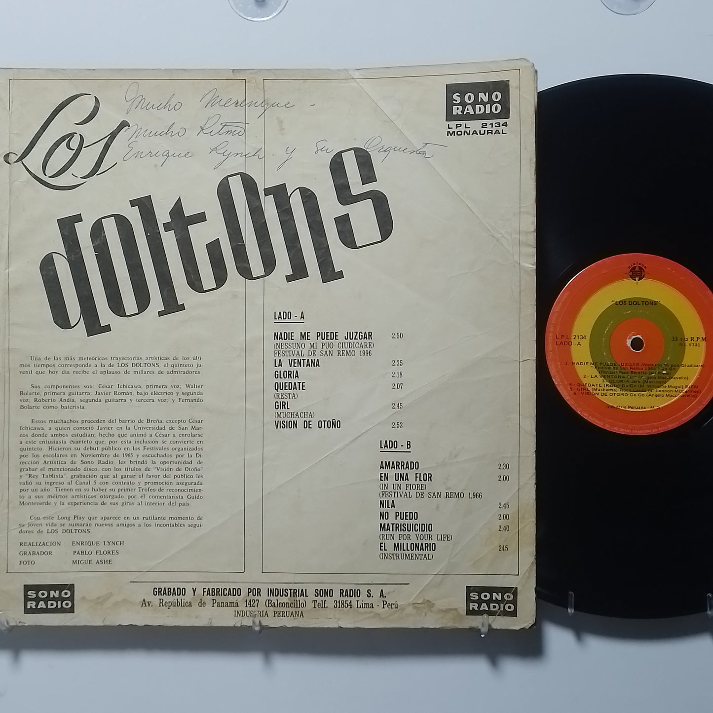 lp Los Doltons Los Doltons made peru 1966 latin rock