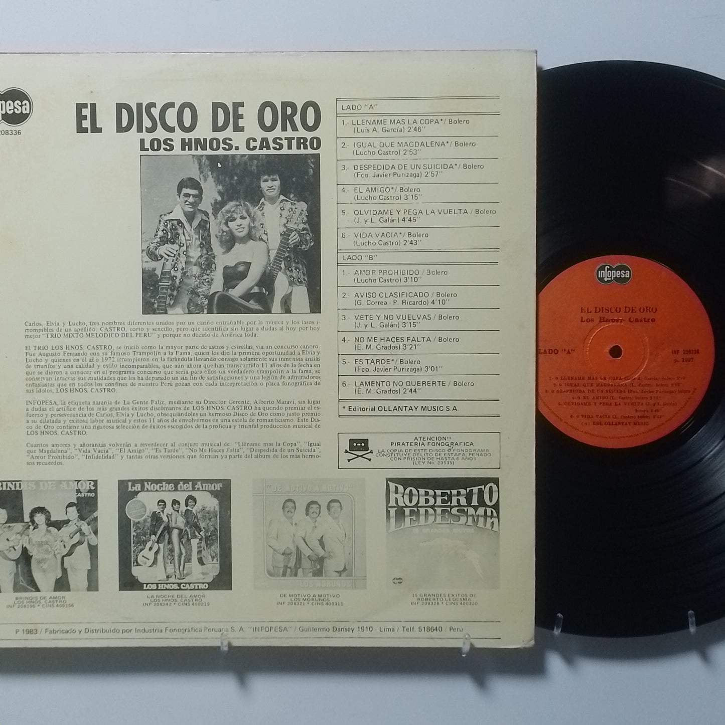 lp los hermanos castro el disco de oro made peru 1983 latin bolero