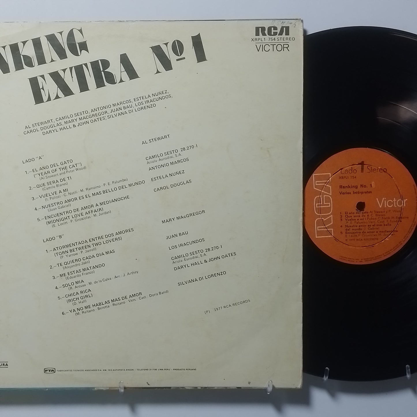 lp Ranking Extra 01 Al Stewart Daryl Hall & John Oates Los Iracundos varios made peru 1977 rock