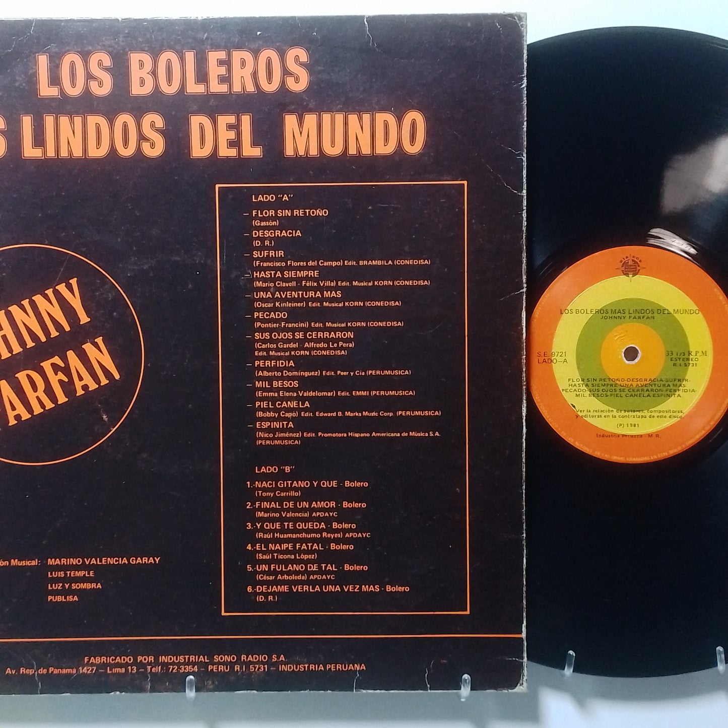 lp johnny farfan los boleros mas lindos del mundo made peru 1981 latin bolero