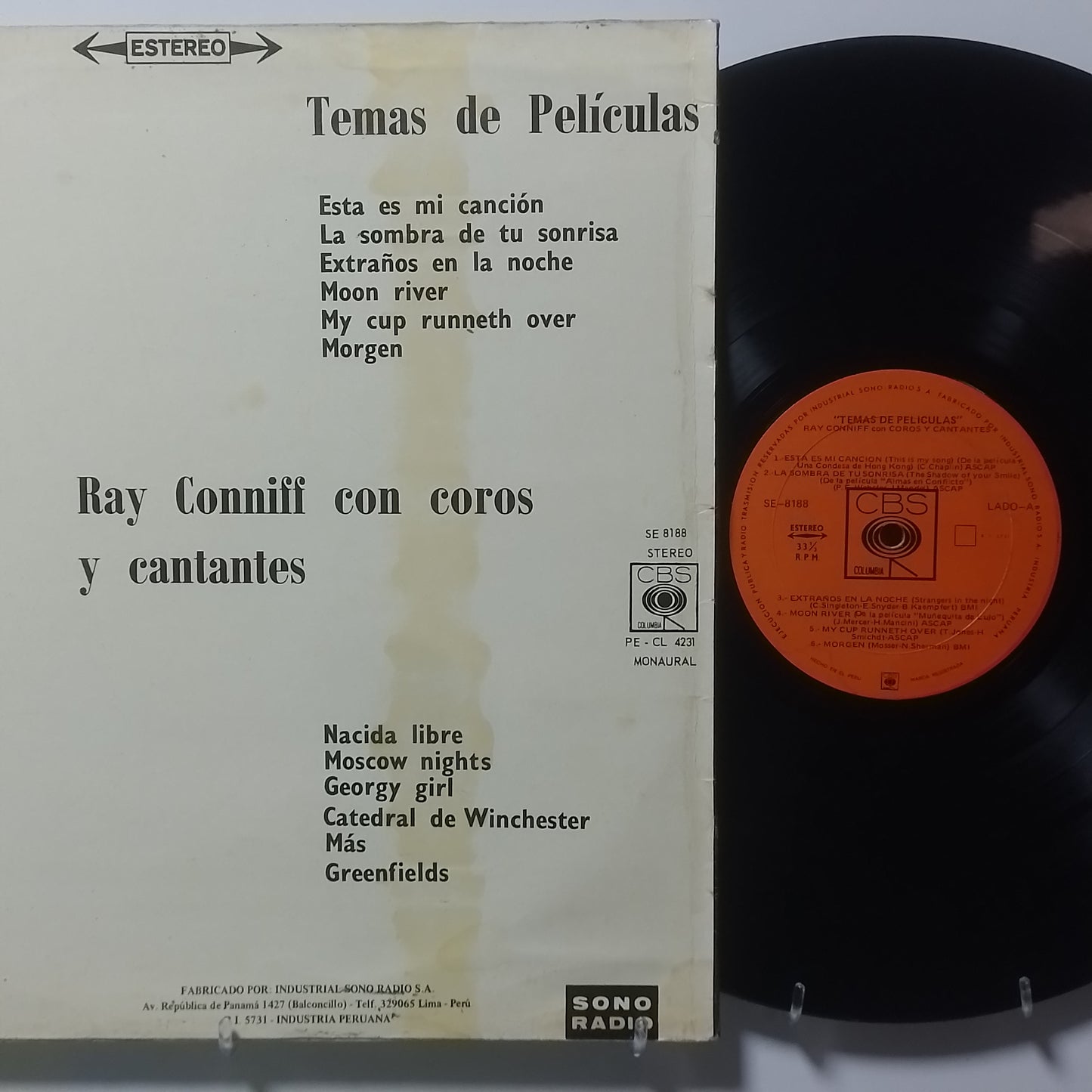 lp Ray Conniff Con Coros Y Cantantes Temas De Películas made peru 1980 instrumental