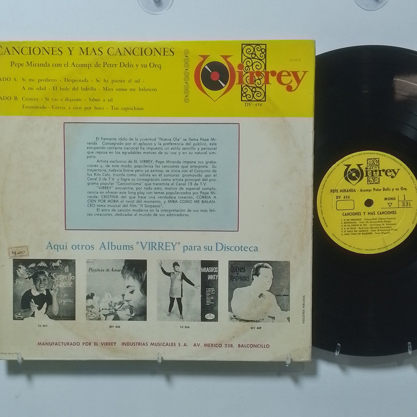 lp Pepe Miranda Canciones Y Mas Canciones made peru 1964 latin balada