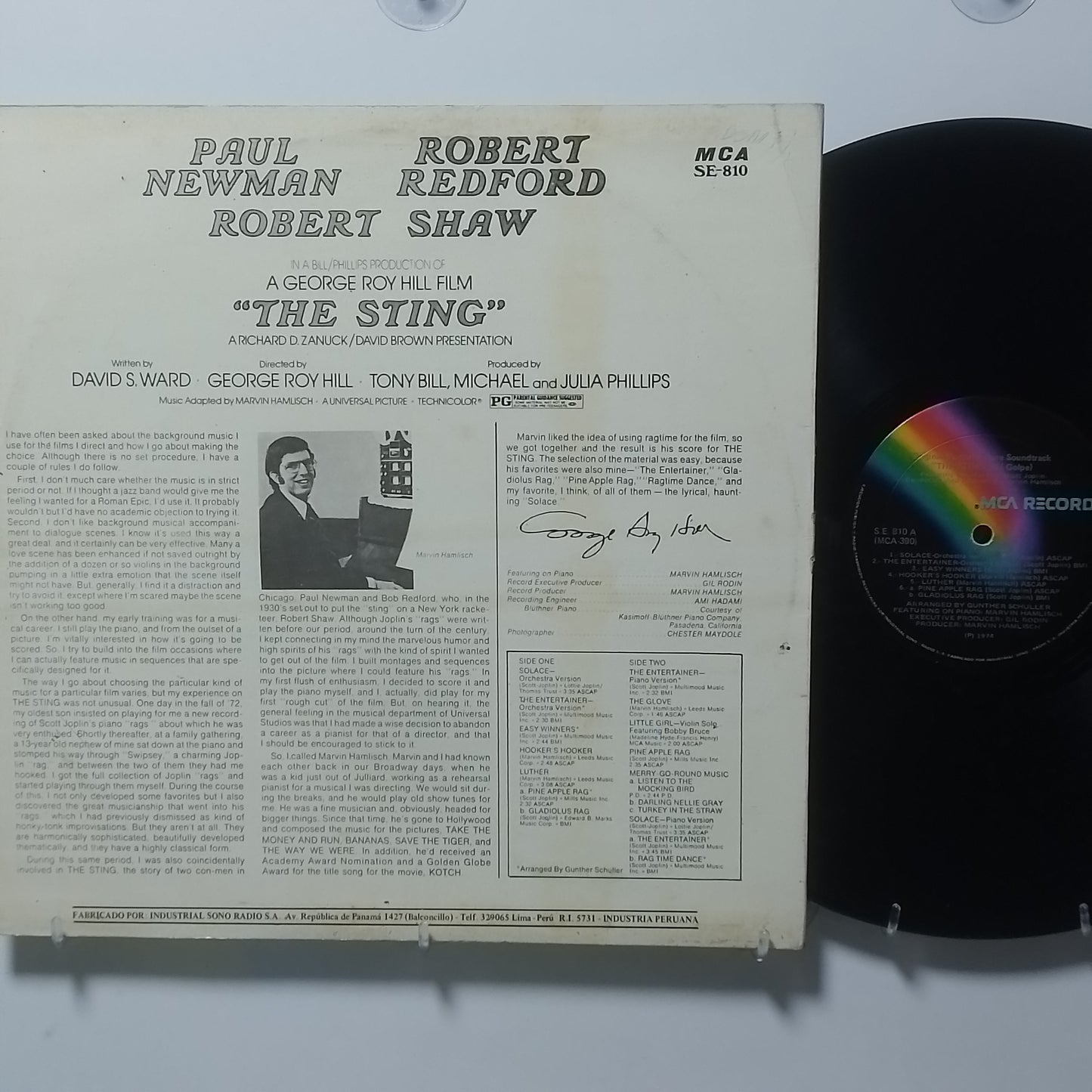 lp The Sting Original Motion Picture Soundtrack made peru 1974 soundtrack