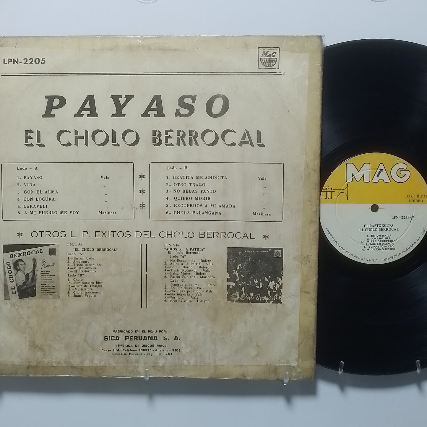 lp el cholo berrocal payaso made peru 1965 criollo folk