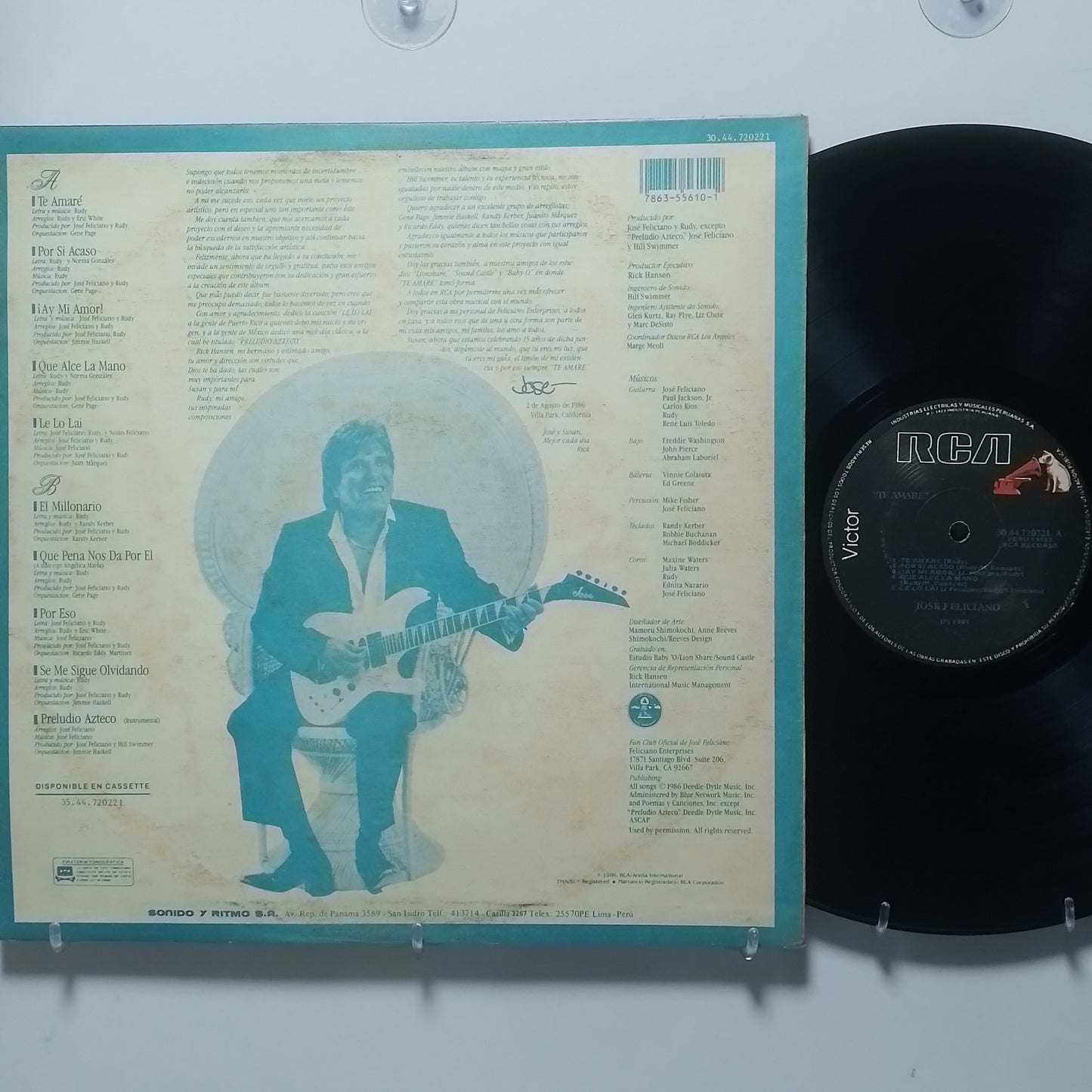 lp Jose Feliciano Te Amare made peru 1986 latin balada