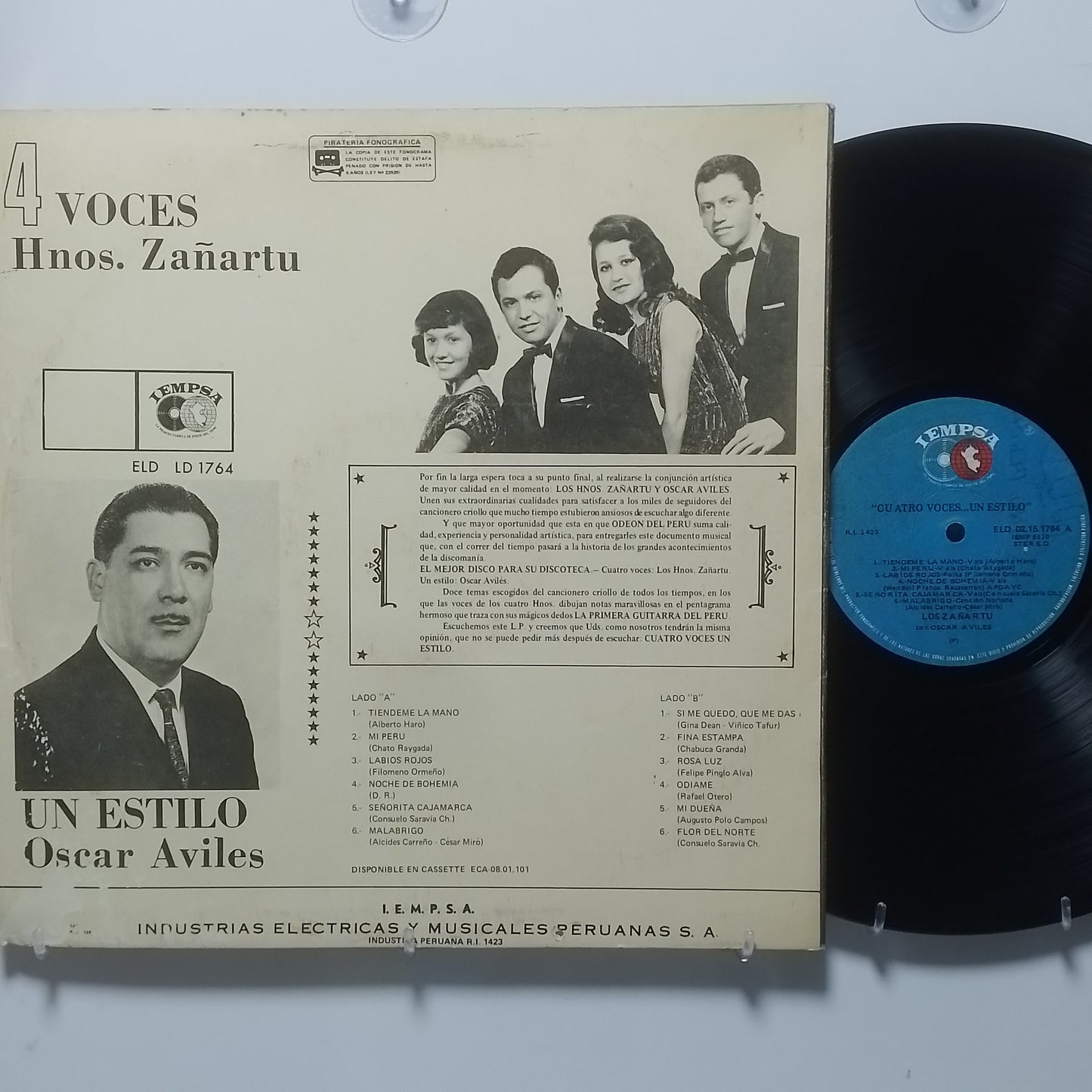 lp Los Zañartu con oscar aviles cuatro voces un estilo made peru 1983 criollo folk