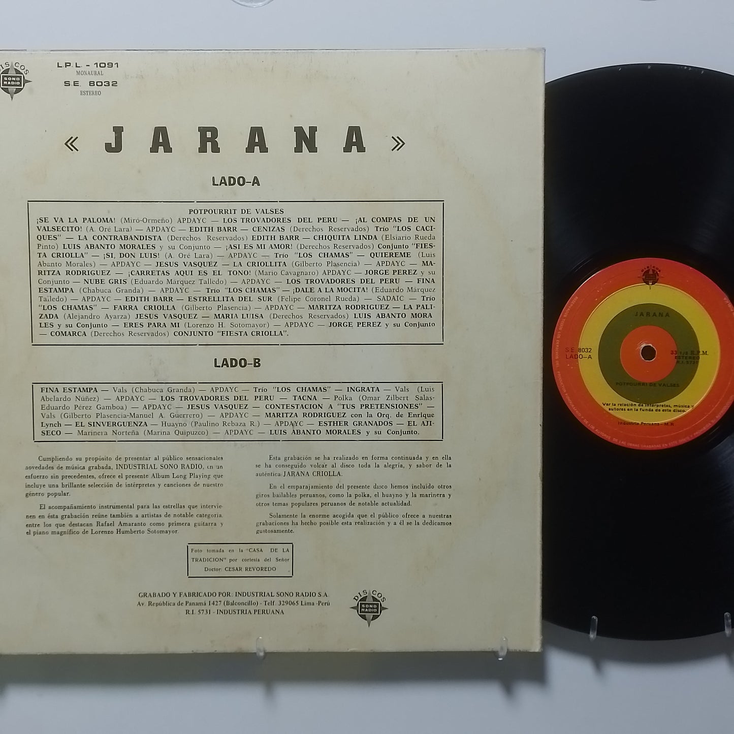 lp Jarana Los Trovadores Del Peru Edith Barr Jesus Vasquez varios made peru 1980 criollo folk