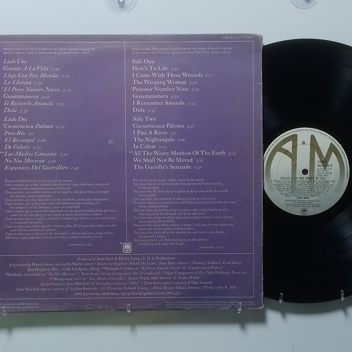 lp Joan Baez Gracias A La Vida Here's To Life made usa 1974 balada