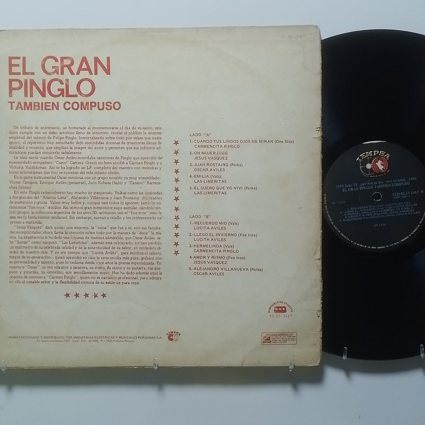 lp Oscar Aviles El Gran Pinglo Tambien Compuso made peru 1986 criollo folk