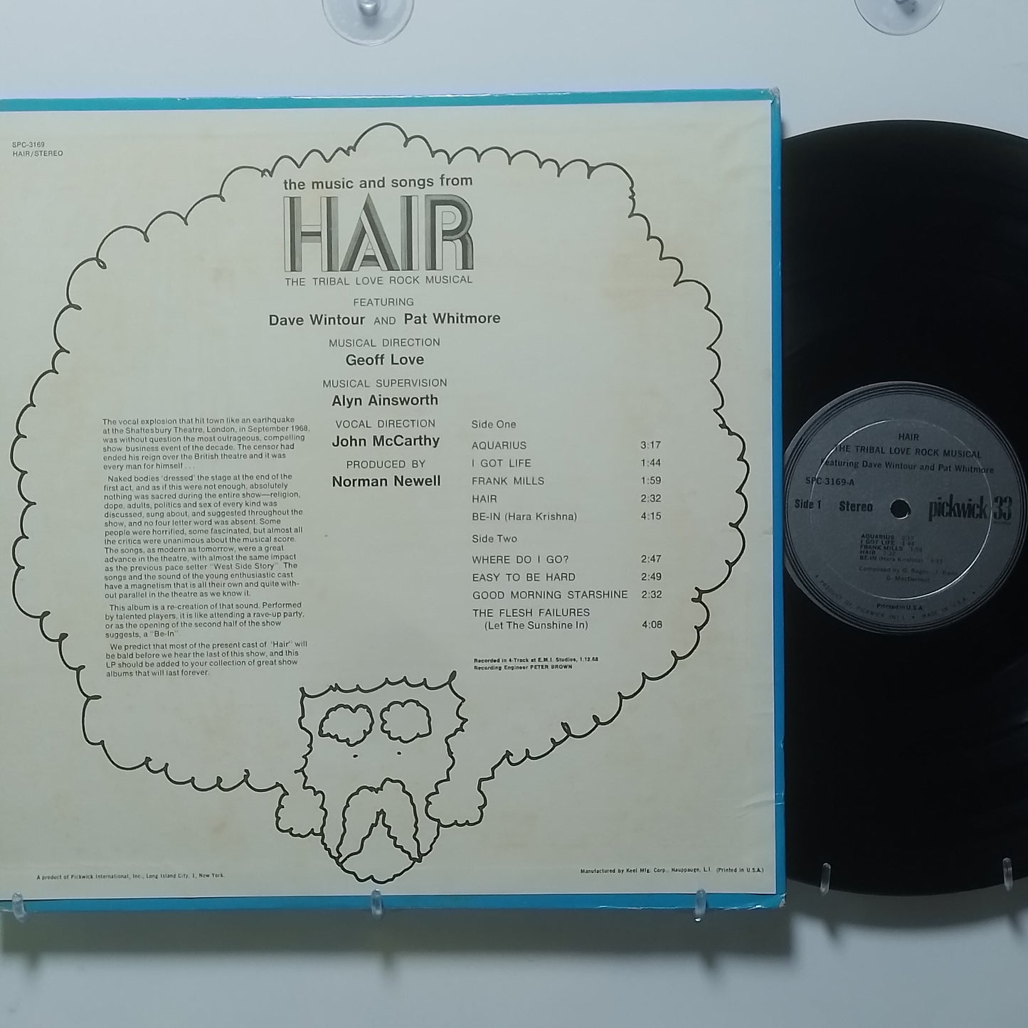 lp Hair The Tribal Love Rock Musical Featuring Dave Wintour And Pat Whitmore made usa 1969 funk pop