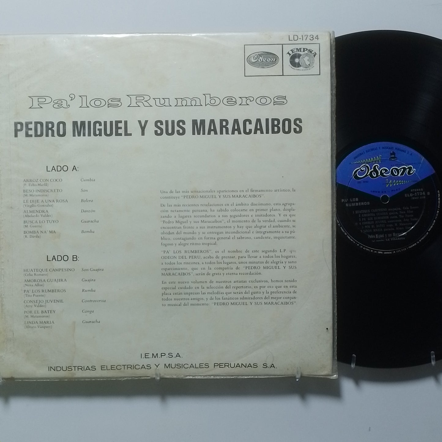 lp Pedro Miguel Y Sus Maracaibos Pa Los Rumberos made peru 1968 latin cumbia