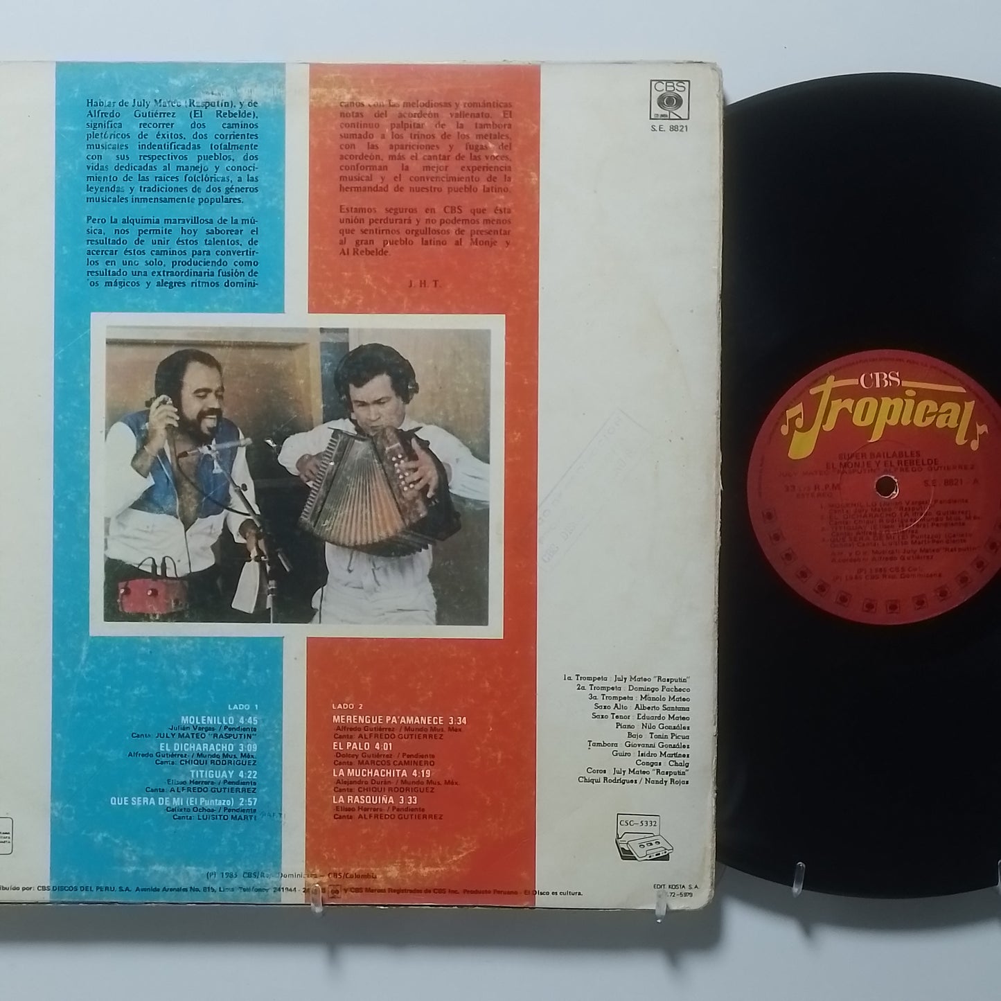 lp July Mateo Rasputin Y Alfredo Gutierrez El Monje Y El Rebelde made peru 1985 latin merengue