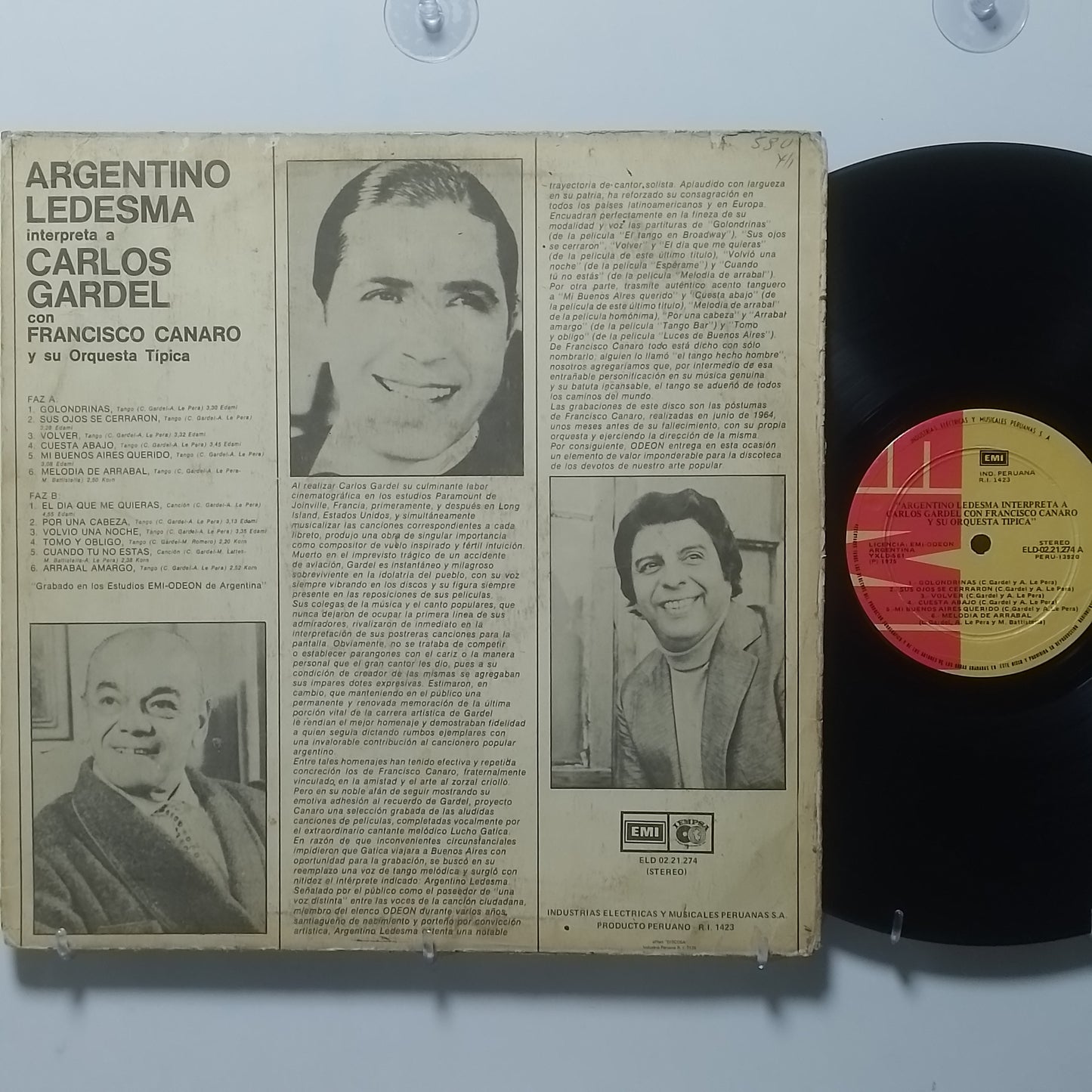 lp Argentino Ledesma Con Francisco Canaro Interpreta A Carlos Gardel made peru 1974 tango folk