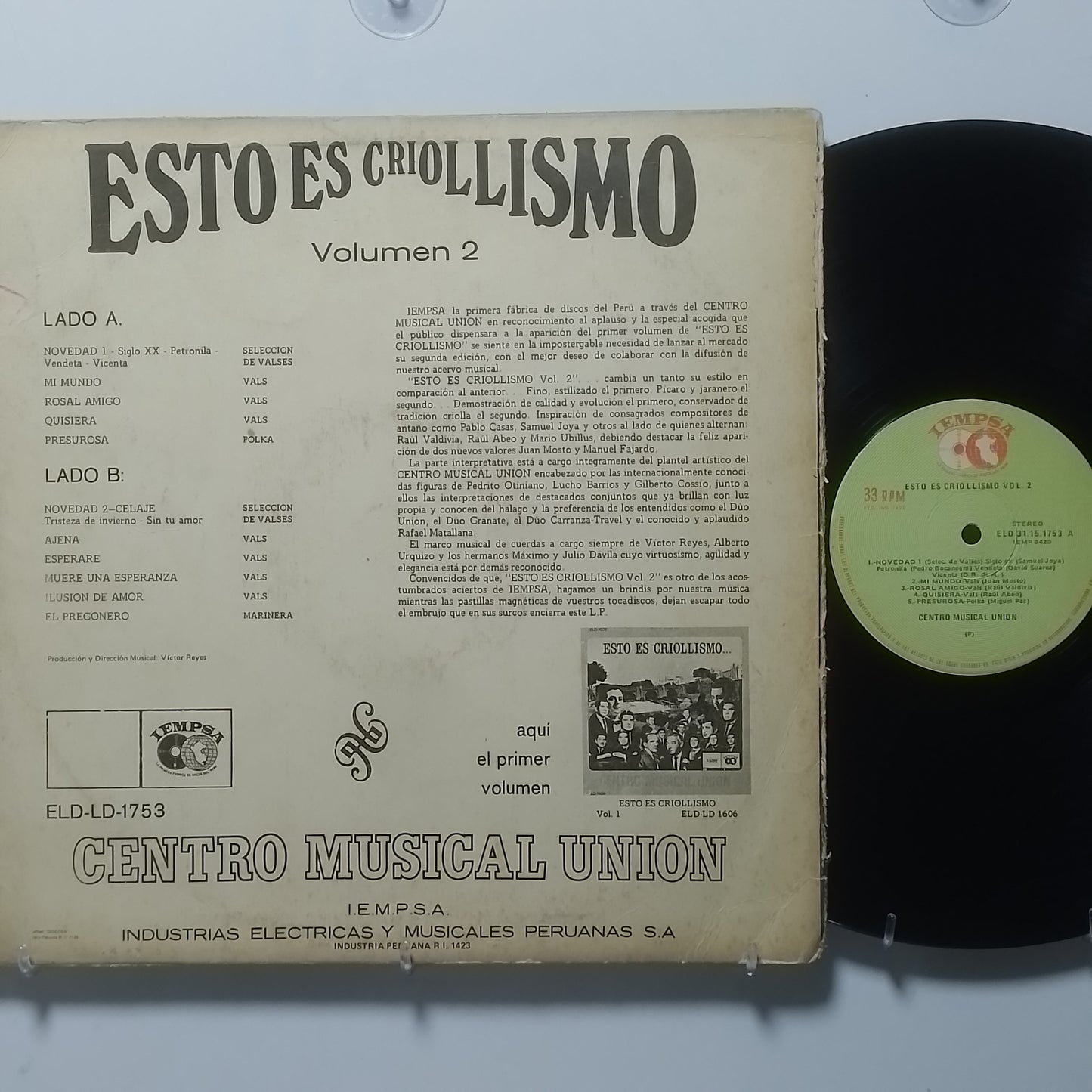 lp Conjunto Centro Musical Union esto es criollismo vol 2 made peru 1970 criollo folk