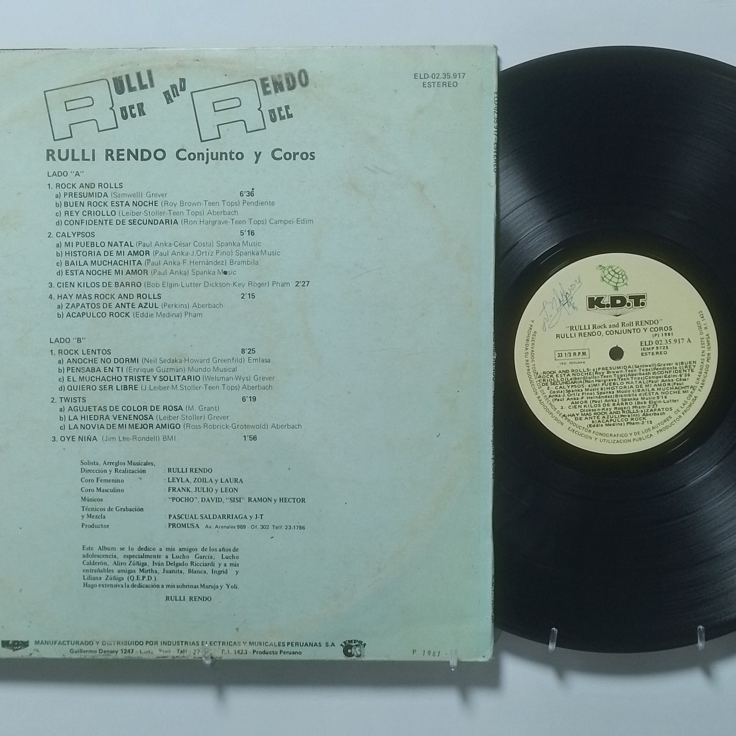 lp Rulli Rendo Rock And Roll made peru 1981 latin rock