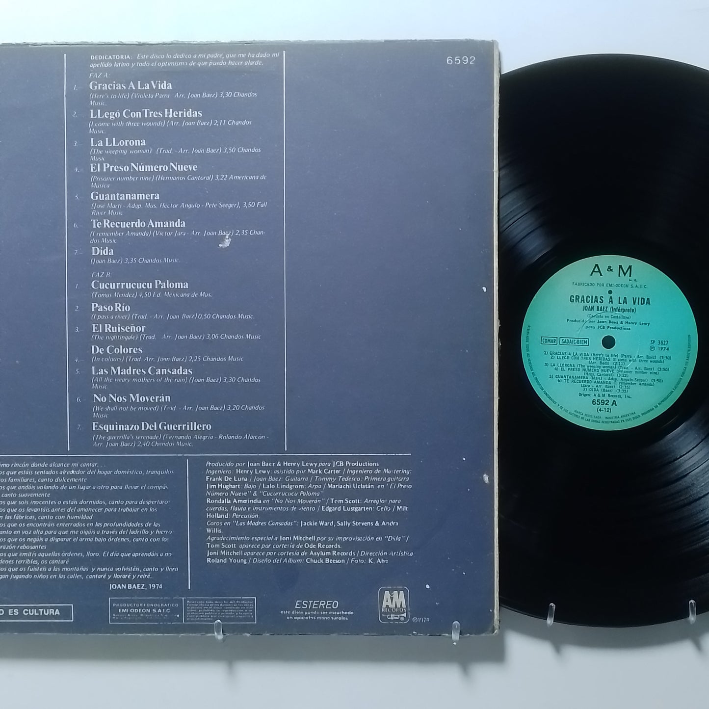 lp Joan Baez Gracias A La Vida Here's To Life made argentina 1974 balada